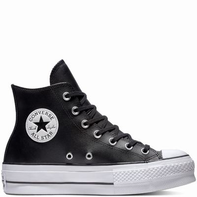 Női Converse Chuck Taylor All Star Platform Leather High-Top Magasszárú Cipő CO1084572 Fekete/Fehér